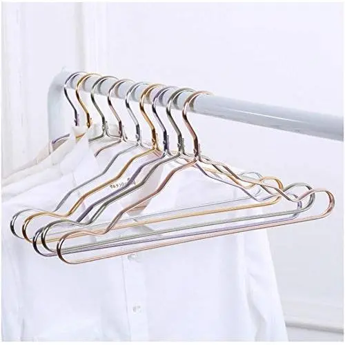 10pcs Random Color Thicker Space Aluminum Hangers Home Seamless Hanger Anti-Slip Drying Racks Luxurious Golden Windproof Dress Clothes Hanger 10pcs Random Color Thicker Space Aluminum Hangers Home Seamless Hanger Anti-Slip Drying Racks Luxurious Golden Windproof Dress Clothes Hanger