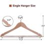 JS HANGER Wooden Suit Hangers Natural Finish Anti-Rust Hooks and Non-Slip Bar, 20 Pack