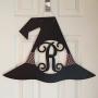Monogram Witch Hat Door Hanger - Witch Hat Wreath - Halloween Door Hanger - Witch Hat Initial Wreath - Fall Door Hanger - Halloween Decor