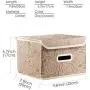 Prandom Collapsible Storage Boxes with Lids Fabric Decorative Storage Bins Cubes Organizer Containers Baskets with Cover Handles Divider for Bedroom Closet Living Room 9.8x7.9x6.7 Inch 3 Pack