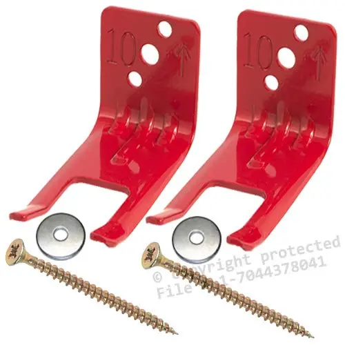 Fire Extinguisher Bracket - (Lot of 2) Amerex Fork Style, Wall Hook, Mount, Hanger for 5 to 13lb. Extinguishers with Valve Body Slots - FREE SCREWS & WASHERS