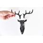 Vintage Deer Head Antlers Wall Hook (Max:10kg) for Hanging Hat Scarf Bag Key Clothes Bathroom Kitchen Towel Holder Hanger Rack Wall Wedding Gift (Black)