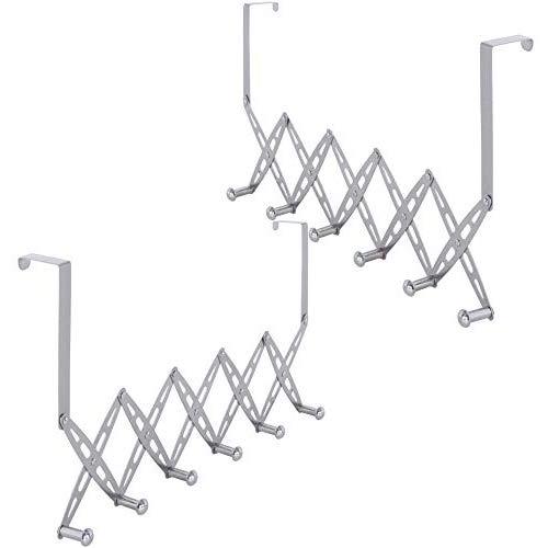 WEBI Over The Door Hook,Door Hanger Over The Door Towel Rack with 6 Hooks for Hanging,Door Coat Hanger Towel Hanger Over Door Coat Rack for Clothes,Behind Back of Bathroom,Silver,2 Packs WEBI Over The Door Hook,Door Hanger Over The Door Towel Rack with 6 Hooks for Hanging,Door Coat Hanger Towel Hanger Over Door Coat Rack for Clothes,Behind Back of Bathroom,Silver,2 Packs