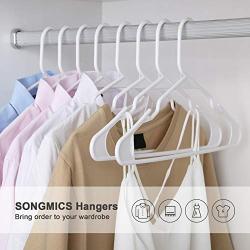 SONGMICS Clothes Hangers Plastic 50 Pack, Easy and Convenient with Widened Non Slip Grooves and Reinforced Ends, White UCRP03W-50