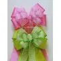 Pink or Lime Gingham Bow Pink Baby Shower Decor, Pink Spring Check Wreath Bow Easter Spring Check Door Hanger Bow Pink Green Monogram Decor Lime Baby Shower, Birthday Party Decorations