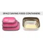 Stainless Steel Food Containers - Leak Proof Tiffin Lunch Boxes - 3 In 1 Food Storage Boxes For Outdoor and Indoor - Durable - Toxin Free - Dishwasher Safe | Pink 3 Pcs.