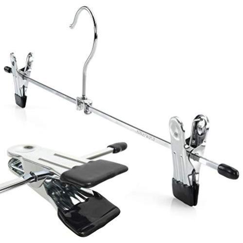HANGERWORLD 24 Chrome 15.7nch Metal Pants Skirt Adjustable Clip Coat Clothes Garment Hangers