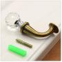 KFZ Clear Glass Rose Crystal Curtain Hold Backs Wall Mounted Tie Back Hooks Tassel Holder,HAO-000708 Hat Coat Clothes Hook Hangers(1 Pack, 0007Bronze-Transparent White)