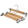 LOHAS Home 10-Pack Natural Finish Wooden Pant Skirt Hangers with 2-Adjustable Anti-Rust Clips
