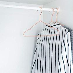 Harbour Housewares Metal Wire Coat/Clothes Hanger - Trouser Bar & Notches - Rose Gold