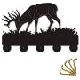 LXH Sika Deer Silihouette Wooden Hanger Christmas Unique Gift Clothes Hat Key Hook/Coat Rack/Wall Hook Modern Home Decoration Wall Stickers Kitchen Bathroom Towel Hook,Black