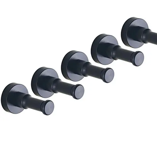 Bettli Single Hook Hat Coat Robe Door Wall Hook Hanger Space Aluminum (Pack of 5) (Black) Bettli Single Hook Hat Coat Robe Door Wall Hook Hanger Space Aluminum (Pack of 5) (Black)