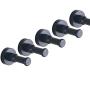 Bettli Single Hook Hat Coat Robe Door Wall Hook Hanger Space Aluminum (Pack of 5) (Black)