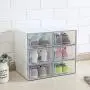 Yagaga Stackable Shoe Storage, 6 Pcs Transparent Shoe Boxes Flip Design Plastic Storage Case Organizer Dustproof Clear Plastic Shoe Storage Boxes for Home (White)