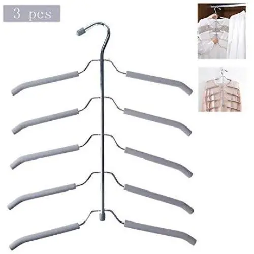 HJYPYJ Clothes Hangers Space Saving,Multi-Functional Non-Slip 5 Layer Wardrobe Shirt Hanger,Magic Hangers/Gray / 3 Pcs HJYPYJ Clothes Hangers Space Saving,Multi-Functional Non-Slip 5 Layer Wardrobe Shirt Hanger,Magic Hangers/Gray / 3 Pcs
