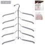 HJYPYJ Clothes Hangers Space Saving,Multi-Functional Non-Slip 5 Layer Wardrobe Shirt Hanger,Magic Hangers/Gray / 3 Pcs