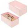 mDesign Plastic Stackable Storage Container Bin Box, Hinged Lid - Bathroom Cabinet Organizer for Toiletries, Makeup, First Aid, Hair Accessories, Bar Soap, Loofahs, Bath Salts - 2 Pack - Pink
