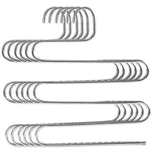 Ziqi S Type Pants Hanger,Multi-Purpose 5 Layers Stainless Steel Pant Rack Space Saver Hangers Clothes Organizer for Trousers Towels Scarf & Tie (6pcs silver) Ziqi S Type Pants Hanger,Multi-Purpose 5 Layers Stainless Steel Pant Rack Space Saver Hangers Clothes Organizer for Trousers Towels Scarf & Tie (6pcs silver)