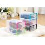 Liusin 5-Pack Foldable Stackable Shoe Boxes Clear Plastic Compact Womens Mens Shoe Storage Boxes Container Organizer for Home DIY 11 x8 x5 Inch (Purple)