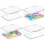 mDesign Stackable Bathroom Hair Accessory Countertop Storage Organizer Boxes with Hinged Lid for Makeup, Beauty, Hair, Nail Supplies - 4 Pack - Clear