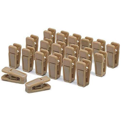 COPYLOVE 20Pcs Hanging Pegs Clips, Laundry Clothes Pins Color Hanging Pegs Clips Heavy Duty Plastic Hangers Racks Clothespins (Camel)