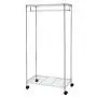 Cypressshop Rolling Wire Shelf Rack 2 Tiers Laundry Garment Hanging Rack Cloth Hanger Shelving Hanging Unit Open Closet Wardrobe Organizers with Shoe Rack Home Furniture