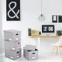 Magicfly File Boxes for Hanging Files with 5 Hanging File Folders, Pack of 4 Collapsible Documents Storage Bins with Lid and Dual Handle, Linen Filing, Home & Office Foldable File Organizer, Gray