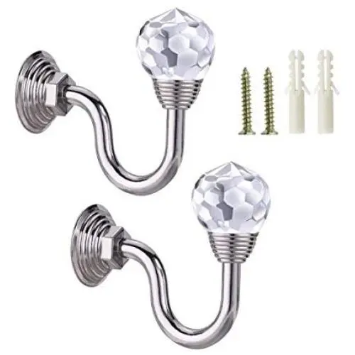 1 Pair(2Pcs) Retro Crystal Wall Window Decorative Curtain Drapery Tieback Hanger Holdbacks Clip Ring Rod Wall Bracket Hook Hanger Holder for Curtain Clothes Hat Coat Shoulder Bag Towel(Silver) 1 Pair(2Pcs) Retro Crystal Wall Window Decorative Curtain Drapery Tieback Hanger Holdbacks Clip Ring Rod Wall Bracket Hook Hanger Holder for Curtain Clothes Hat Coat Shoulder Bag Towel(Silver)