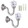 1 Pair(2Pcs) Retro Crystal Wall Window Decorative Curtain Drapery Tieback Hanger Holdbacks Clip Ring Rod Wall Bracket Hook Hanger Holder for Curtain Clothes Hat Coat Shoulder Bag Towel(Silver)