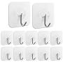 LOPEN STU Premium Wall Hooks, 22 lbs(MAX) Heavy Duty Self Adhesive Hooks, Nail Free Transparent Seamless Hooks, Waterproof and Oilproof, Suitable for Bathroom Kitchen Reusable Utility Hooks -12PCS