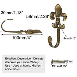 uxcell Curtain Tieback Hook Metal Vintage Tassel Curtain Drapery Holder Holdback Wall Hook Clothes Hanger, Set of 6, Bronze Tone