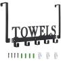 Over The Door Hooks, Towel Holder for Bathroom, Door Mount Towel Rack Towel Hooks for Bedroom Kitchen Pool Beach Towels Bathrobe Wall Mount Hang on The Door Cabinet Cupboard Metal Sandblasted (Black)