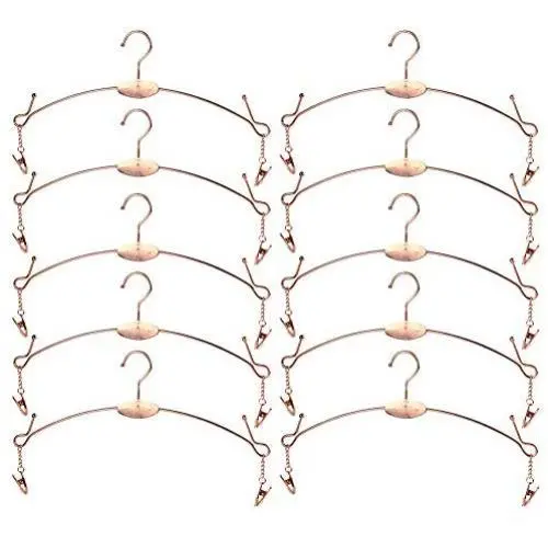 Exttlliy 10PCS Metal Underwear Bra Rack Durable Fashion Children Clothes Hangers Hook Lingerie Shop Display Hanger with Clips (Rose Gold)