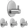 Adhesive Hooks Towel Hooks Wall Hooks Heavy Duty Stainless Steel Hooks Door Hooks Bathroom Hooks for Hanging Coat, Hat,Bath Towel-Bathroom and Bedroom or Kitchen 4-Packs