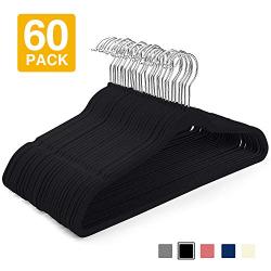 HOUSE DAY Velvet Hangers -60 Pack- Non Slip Velvet Suit Hangers Space Saving Clothes Hanger Velvet Hanger Heavy Duty Adult Hanger for Coat, Suit,Black