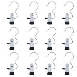 Fashion Easy 12 PCS Boot Hanger Clips,Laundry Hook Hanging Clothes Pins Stainless Steel Hanger Hold Clips for Bras, Socks, Towels, Underwear,Hats,Scarfs,Towels,Pants and Baby Clothes