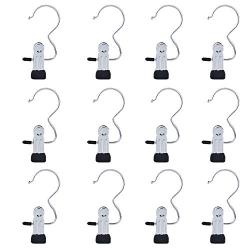 Fashion Easy 12 PCS Boot Hanger Clips,Laundry Hook Hanging Clothes Pins Stainless Steel Hanger Hold Clips for Bras, Socks, Towels, Underwear,Hats,Scarfs,Towels,Pants and Baby Clothes