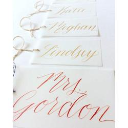 Wedding Gift Tags - Bridesmaid Gift Tags - Calligraphy Vellum Dress Hanger Tags - Personalized Wedding Gift Tag