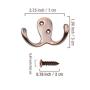 HoveBeaty Wall Hooks Double Prong Robe Hook Rustic Hooks Retro Clothes Hanger Coat Hanger Wall Mounted Hook with Screws 5 Pack (Bronze)