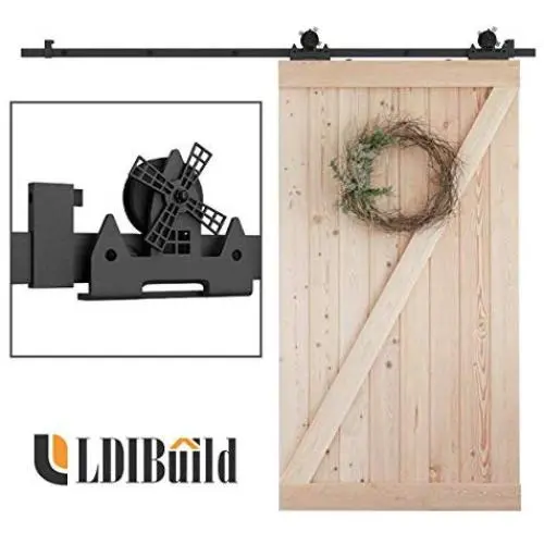LD BUILD 8 Ft Sliding Barn Door Hardware Kit, Unique Design Hanger, Easy to Install, Suitable for Kitchen, Living Room, Bathroom, Fit 42"-48" Wide Door Panel (Vintage Windmill Style) LD BUILD 8 Ft Sliding Barn Door Hardware Kit, Unique Design Hanger, Easy to Install, Suitable for Kitchen, Living Room, Bathroom, Fit 42"-48" Wide Door Panel (Vintage Windmill Style)