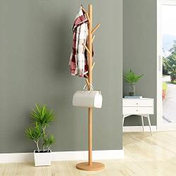 Aviat Coat Rack Free Standing Wooden Holder,Multifunctional&Super Easy Assembly&Sturdy,Hallway/Entryway Coat Hanger Stand Storage Shelf for Clothes, Suits,Shoes,Bag Scarf [Ship from USA] (Khaki)
