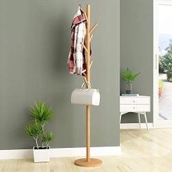 Aviat Coat Rack Free Standing Wooden Holder,Multifunctional&Super Easy Assembly&Sturdy,Hallway/Entryway Coat Hanger Stand Storage Shelf for Clothes, Suits,Shoes,Bag Scarf [Ship from USA] (Khaki)