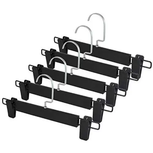 Dedu Clothes Hangers Black Plastic,Clothes Pants Hangers with Clips,360 Rotatable Hook Skirt Hangers,Non-Slip Trousers Hangers,Pack of 20
