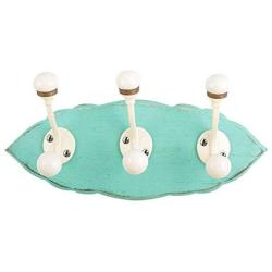 Indianshelf Handmade 1 Artistic Vintage Green Wooden Double Loop Rail Hooks Hangers/Coat Hooks Hardware