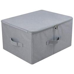 iwill CREATE PRO Dust Proof Closet Clothes Storage Boxes with Zip Lid, Breathable Fabric & Collapsible Design for Seasonal Garment Organization, Light Gray, 2 pcs