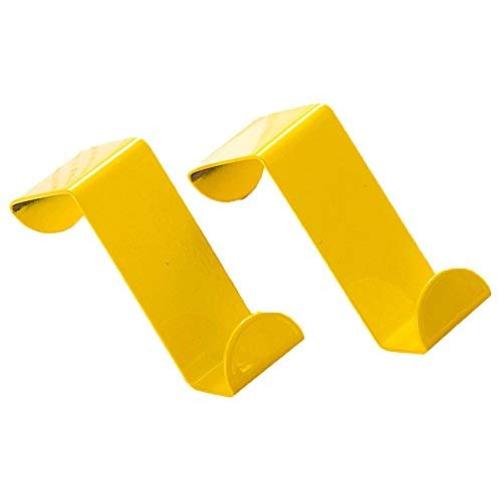 GXOK 2PCS Stainless Hook,Over Door Hook Kitchen Cabinet Clothes Hanger Organizer Holder (Yellow)