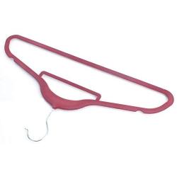 Geemm 10pcs 450.524.5 Plastic Flocking Clothes Hangers with Rail Purple/Wine Red (Wine Red)