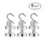 Super Strong Magnetic Hooks,All-Purpose [180 Rotation] Strong Decor Magnetic Hook Hanger for Refrigerator, Workshop, Office, Garage, Kitchen, Bathroom Paste (6 pcs), Heavy duty from 1.5kgs to 178kgs