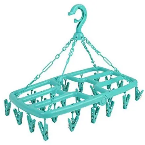 Nice Day Laundry Drying Rack Socks Hanger Clip and Drip Plastic Travel Windproof Hook Diapers Baby Clothes Hanging with 24 pins Green Nice Day Laundry Drying Rack Socks Hanger Clip and Drip Plastic Travel Windproof Hook Diapers Baby Clothes Hanging with 24 pins Green