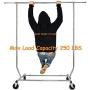 HOKEEPER 250 Lbs Load Capacity Commercial Grade Clothing Garment Racks Heavy Duty Sing Rail Adjustable Collapsible Rolling Clothes Rack on Wheels, Chrome Finish HOKEEPER 250 Lbs Load Capacity Commercial Grade Clothing Garment Racks Heavy Duty Sing Rail Adjustable Collapsible Rolling Clothes Rack on Wheels, Chrome Finish